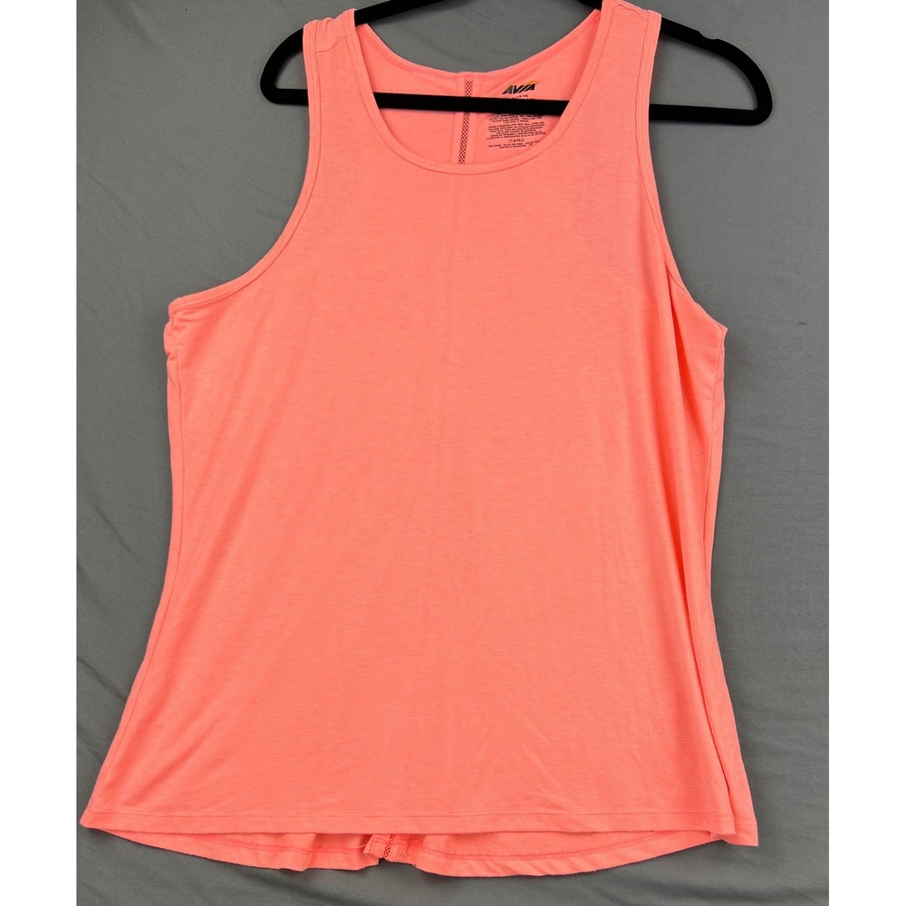 Avia Tank Top Womens Large L 12-14 AVL18080 Coral Pink Mesh Back Active Good